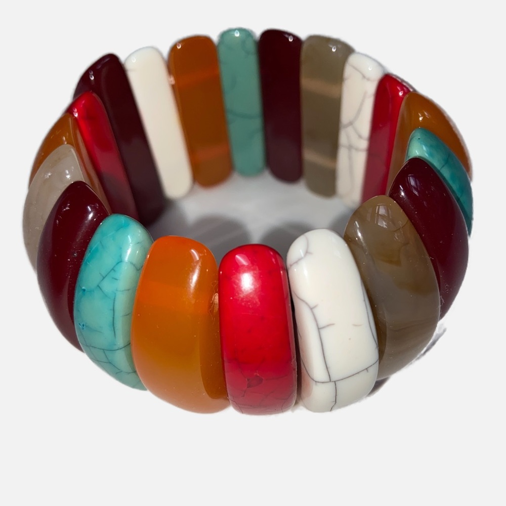 Bracelet, Wrist, Multicolor, Resin, Elastic Band